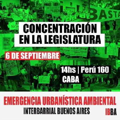 La Interbarrial Buenos Aires convoca a una concentraciÃ³n en la Legislatura  para denunciar las consecuencias de la aplicaciÃ³n del nuevo CÃ³digo UrbanÃ­stico