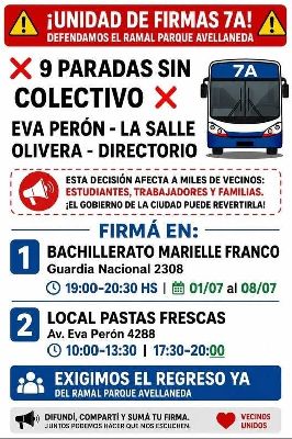 Linea Oeste Vecinos de Parque Avellaneda contra el cambio de recorrido de la línea de colectivos 7 A 